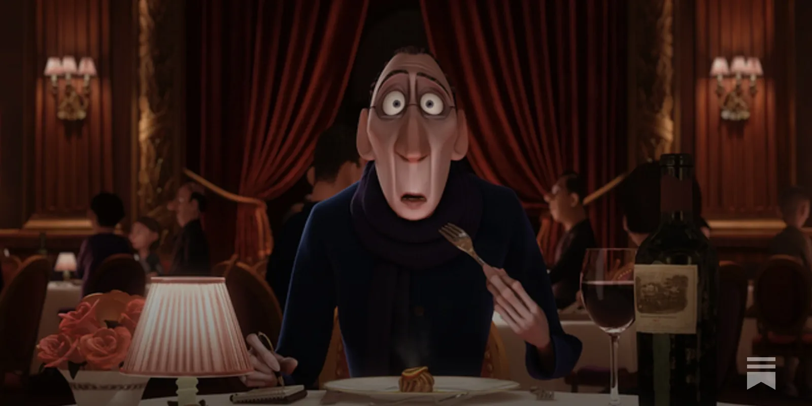 The moment Anton Ego tastes the ratatouille — a scene from Pixar's Ratatouille (2007)